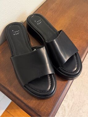 a new day Black Wide-Band Slide Mules